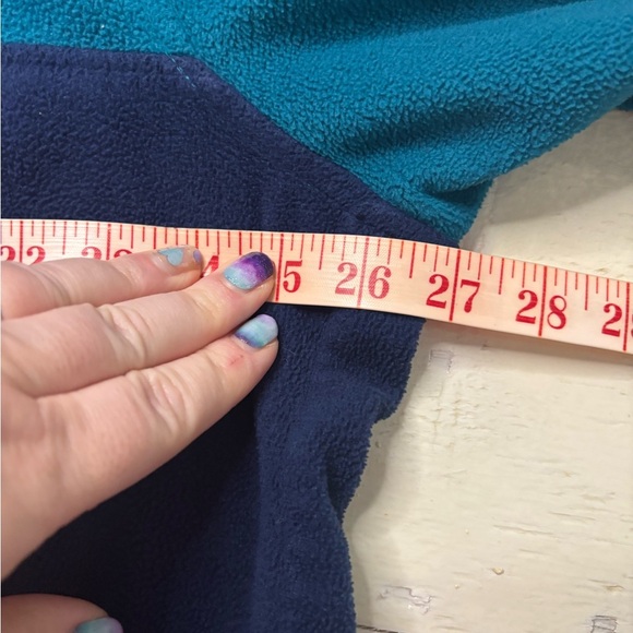 Lands' End Long Sleeve Polar Fleece Pullover Men's Size XL Blue Orange 1/4 Snap - Picture 3 of 5